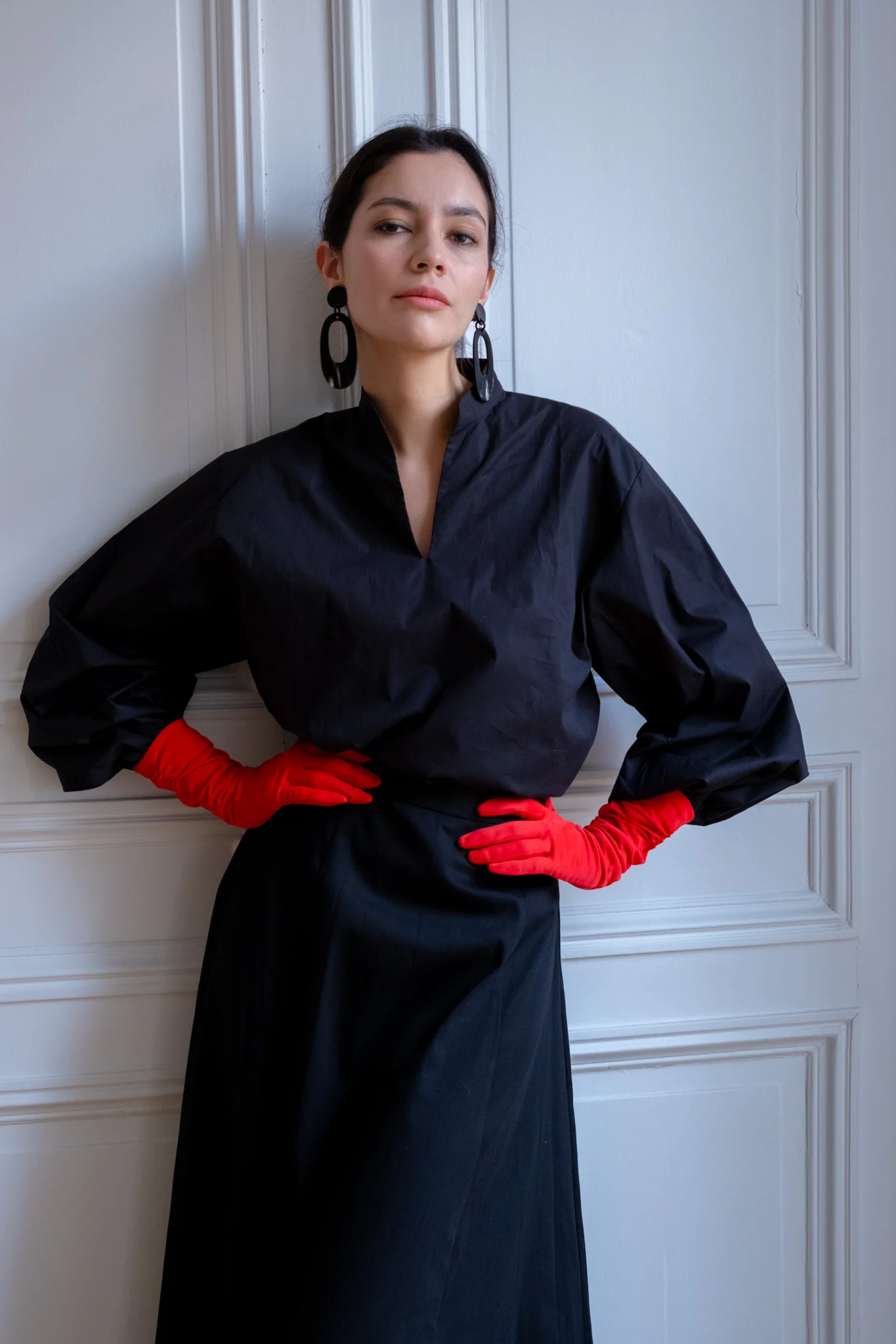 Blouse Sand en popeline noire – Image 3