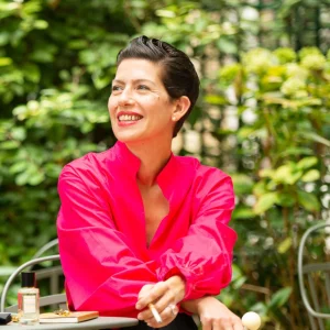 Blouse Sand en popeline de coton rose indien - fin de collection