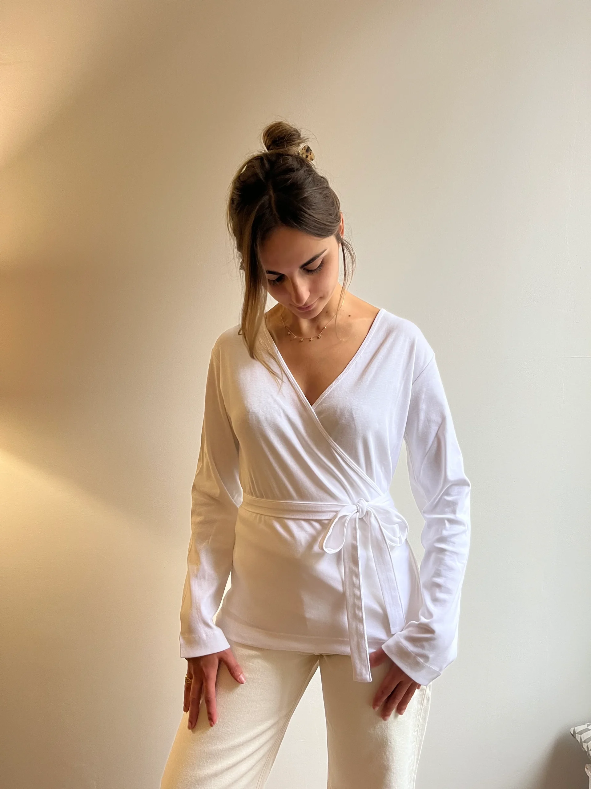 Haut femme cache-cœur 100% coton biologique – fabrication portugaise – Image 4