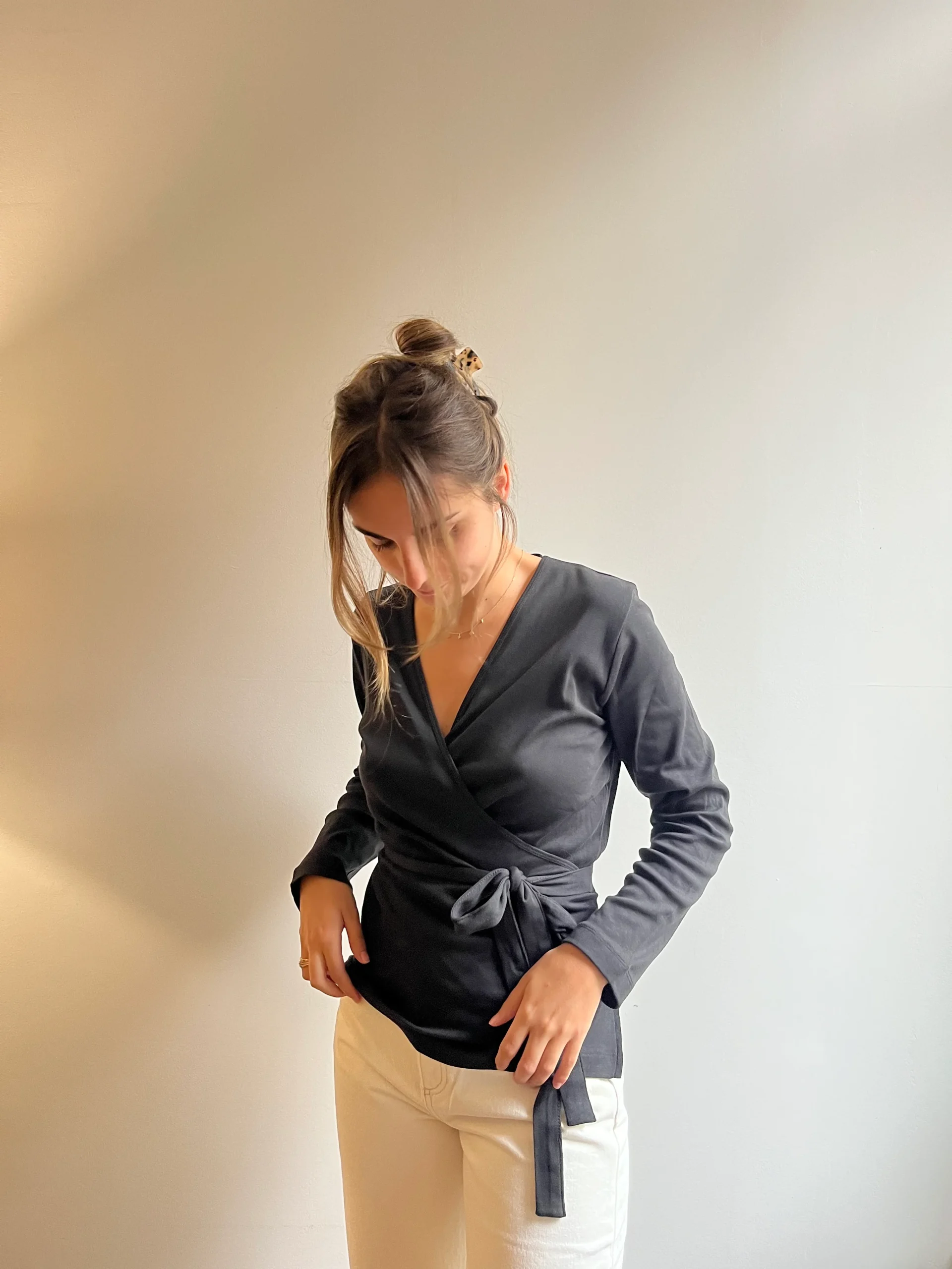 Haut femme cache-cœur 100% coton biologique – fabrication portugaise – Image 2