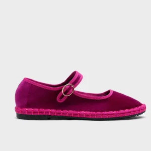 Ballerines velours fushia